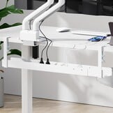Mimoke Kabelgoot bureau - 800 tot 1200 mm uittrekbare kabelgoot, kabelmanagement, bureau met accessoires, eenvoudige klemmontage, wit