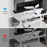 Mimoke Kabelgoot bureau - 800 tot 1200 mm uittrekbare kabelgoot, kabelmanagement, bureau met accessoires, eenvoudige klemmontage, wit