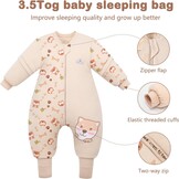 Babyslaapzak met lange mouwen met voeten 3,5 tog, winterslaapzak voor kinderen met pijpen, Pup, babyhoogte 105-115 cm
