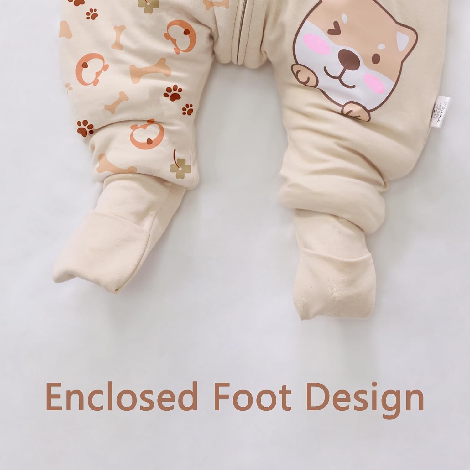Babyslaapzak met lange mouwen met voeten 3,5 tog, winterslaapzak voor kinderen met pijpen, Pup, babyhoogte 105-115 cm