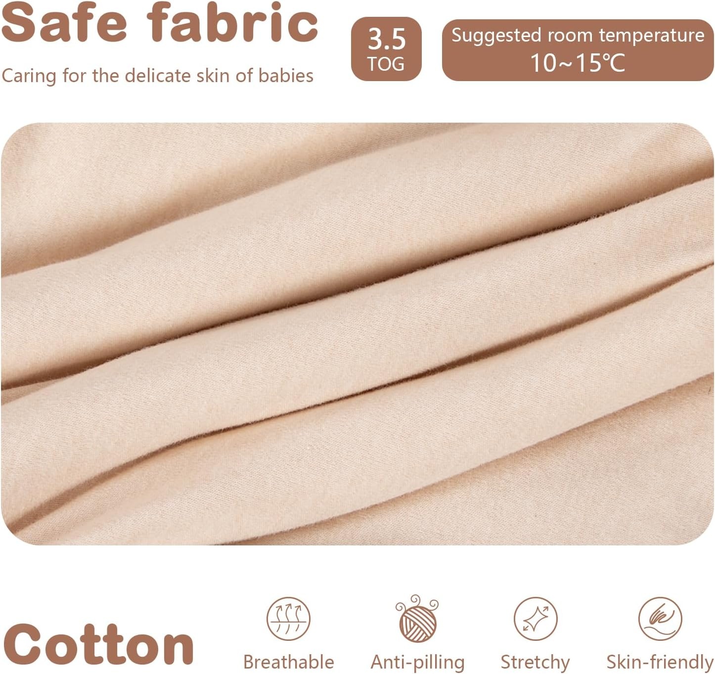 Babyslaapzak met lange mouwen met voeten 3,5 tog, winterslaapzak voor kinderen met pijpen, Pup, babyhoogte 105-115 cm