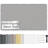 Zonnezeil, waterdicht, rechthoekig, met ingestanste ringen, luifelstof, 95% uv-bescherming, zonwering, luifel, scheurvast, weerbestendig, met touw, voor balkon, terras en tuin, lichtgrijs, 3 x 3 m