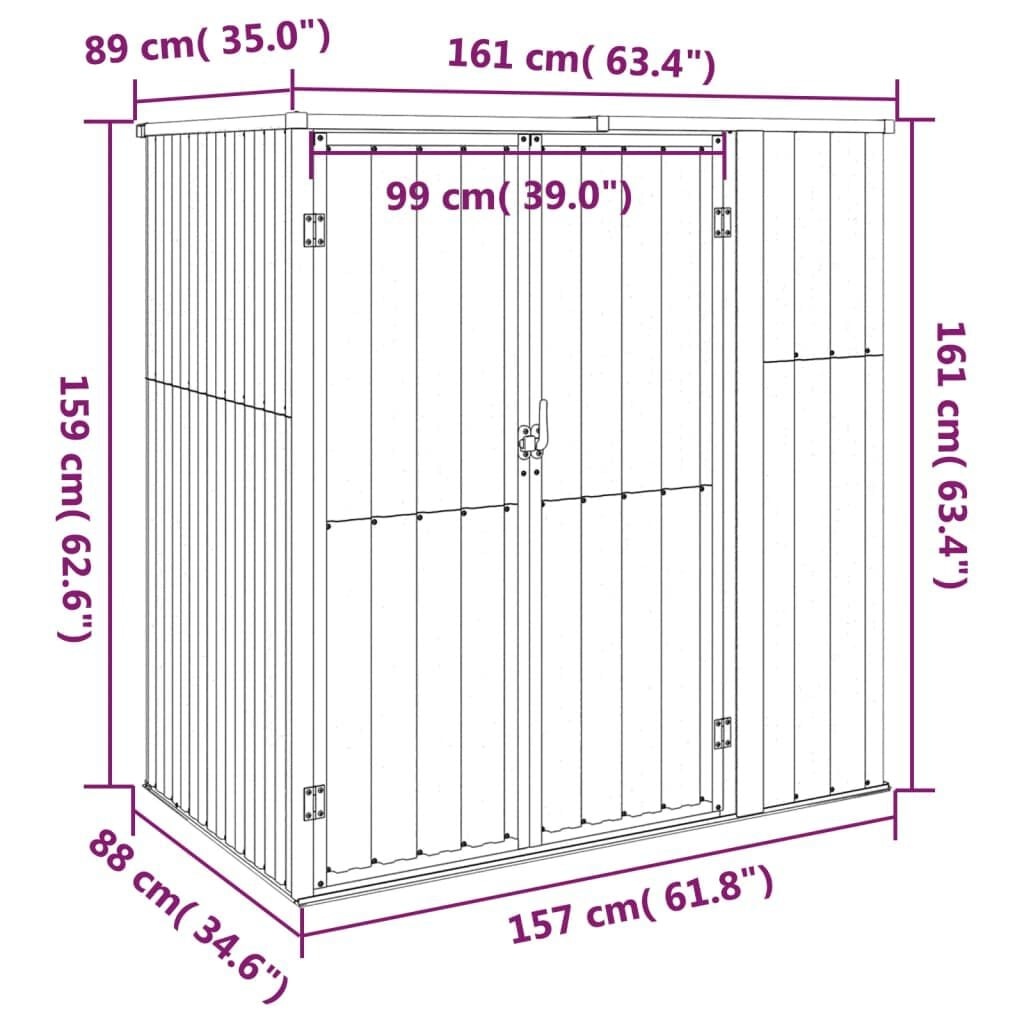vidaXL Tuinschuur 161x89x161 cm gegalvaniseerd staal grijs