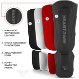 BEAST RAGE MMA Martial Arts Shin Guards for Kickboxing Adjustable Muay Thai, Padded Martial Arts Shin Pads Leg Guard with Instep Sleeves MMA Training BJJ Karate Boxing Taekwondo