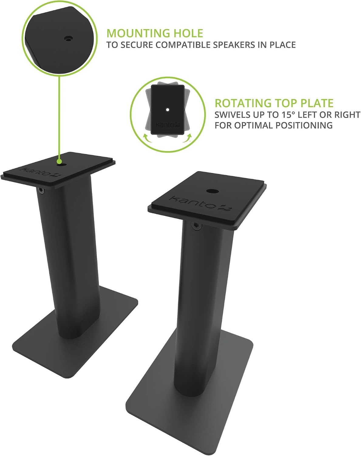 Kanto SP9 Universal Desktop Speaker Stands - 9 Inch - 2 Pack - Steel (Black)