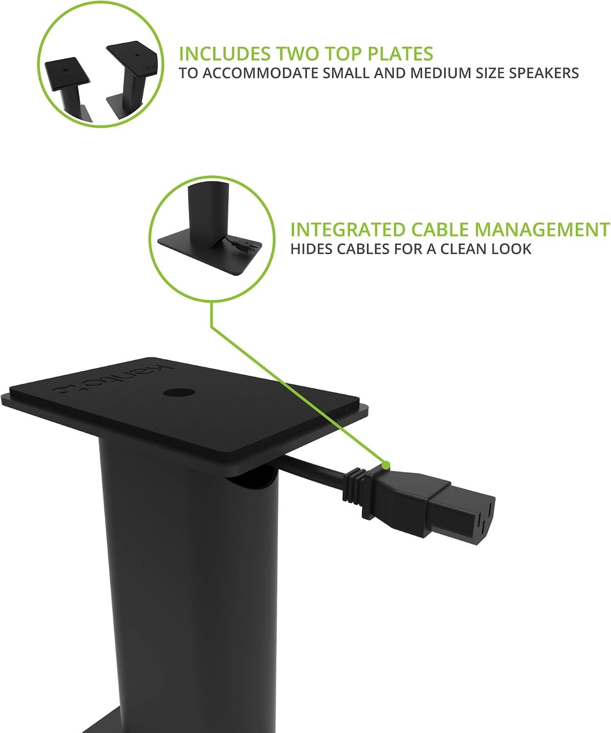 Kanto SP9 Universal Desktop Speaker Stands - 9 Inch - 2 Pack - Steel (Black)