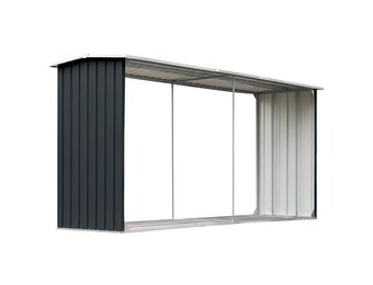 vidaXL Haardhoutschuur 330x92x153 cm gegalvaniseerd staal antraciet