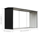 vidaXL Haardhoutschuur 330x92x153 cm gegalvaniseerd staal antraciet
