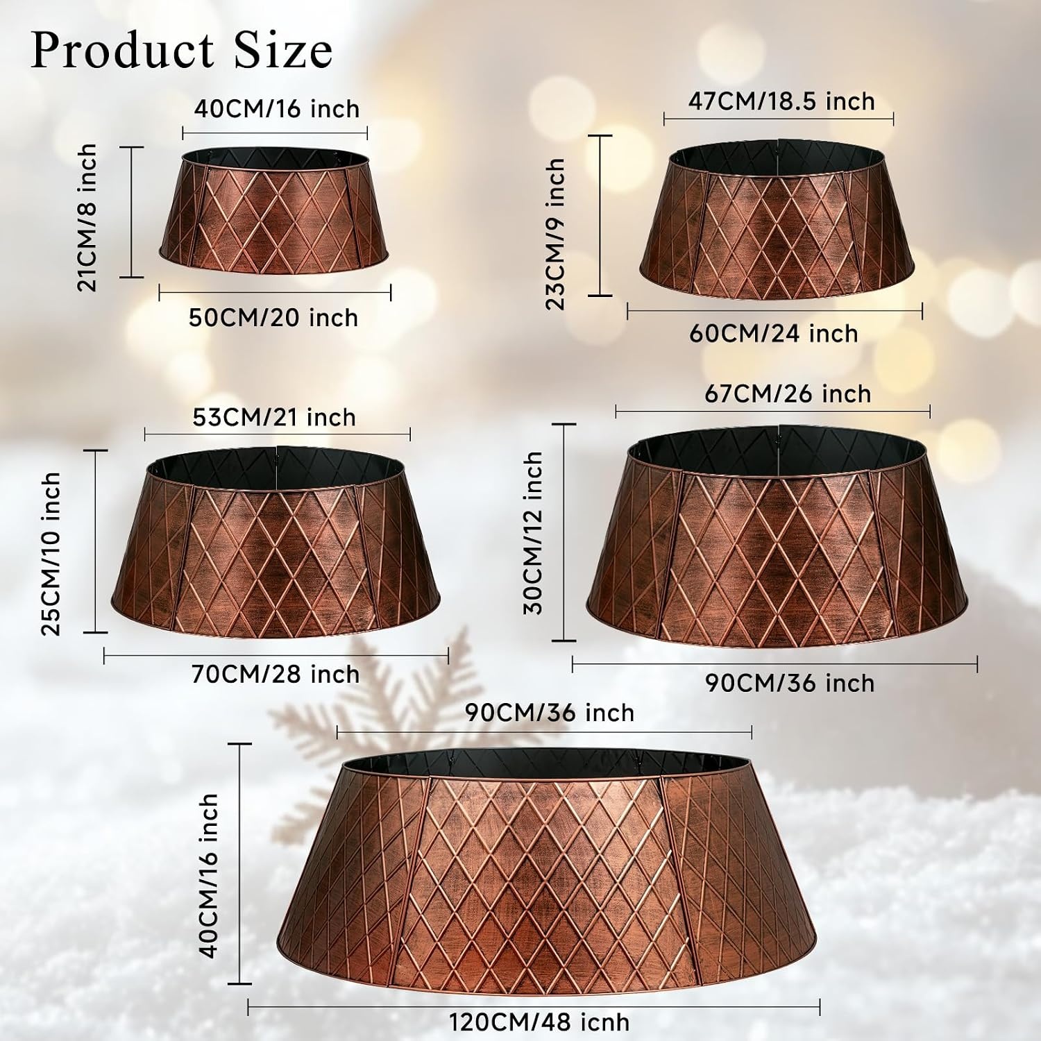 Metalen Kerstboomkraag 90cm Koper Ruitvorm - 59% Korting