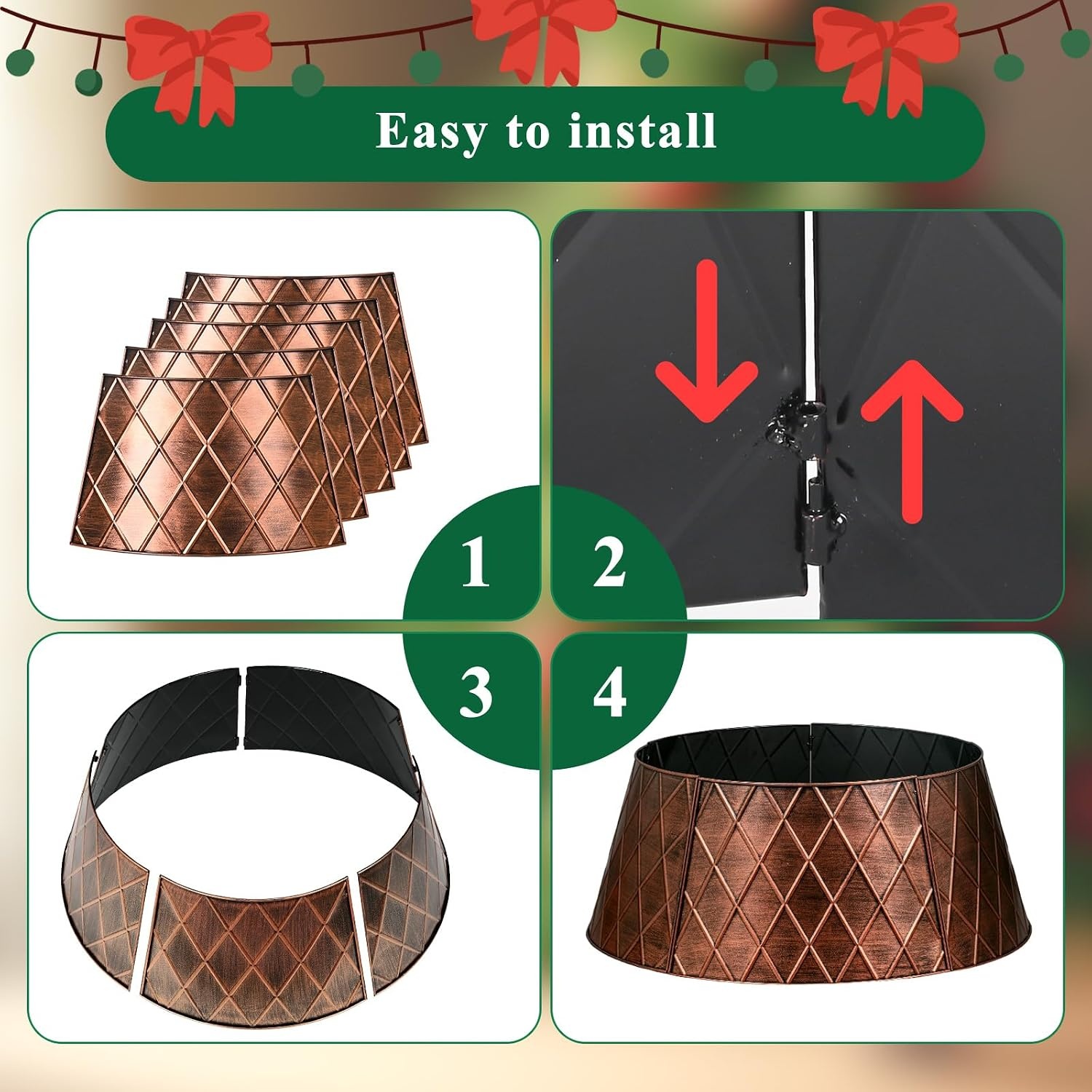 Metalen Kerstboomkraag 90cm Koper Ruitvorm - 59% Korting