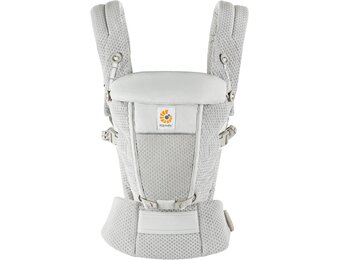 Ergobaby BCASFMGRY Adapt babydrager voor pasgeborenen vanaf de geboorte, met 3 posities SoftFlex mesh ergonomische buikdrager rugdrager draagzak, Pearl Grey