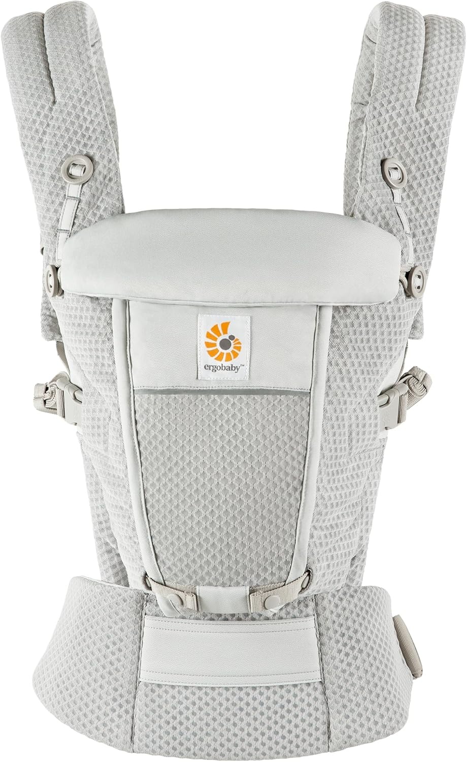 Ergobaby BCASFMGRY Adapt babydrager voor pasgeborenen vanaf de geboorte, met 3 posities SoftFlex mesh ergonomische buikdrager rugdrager draagzak, Pearl Grey