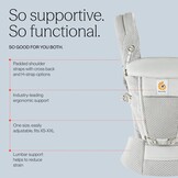Ergobaby BCASFMGRY Adapt babydrager voor pasgeborenen vanaf de geboorte, met 3 posities SoftFlex mesh ergonomische buikdrager rugdrager draagzak, Pearl Grey
