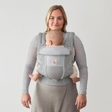 Ergobaby BCASFMGRY Adapt babydrager voor pasgeborenen vanaf de geboorte, met 3 posities SoftFlex mesh ergonomische buikdrager rugdrager draagzak, Pearl Grey