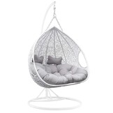 Dubbele Hangstoel Wit met XL Frame & Kussens - 60% Korting!