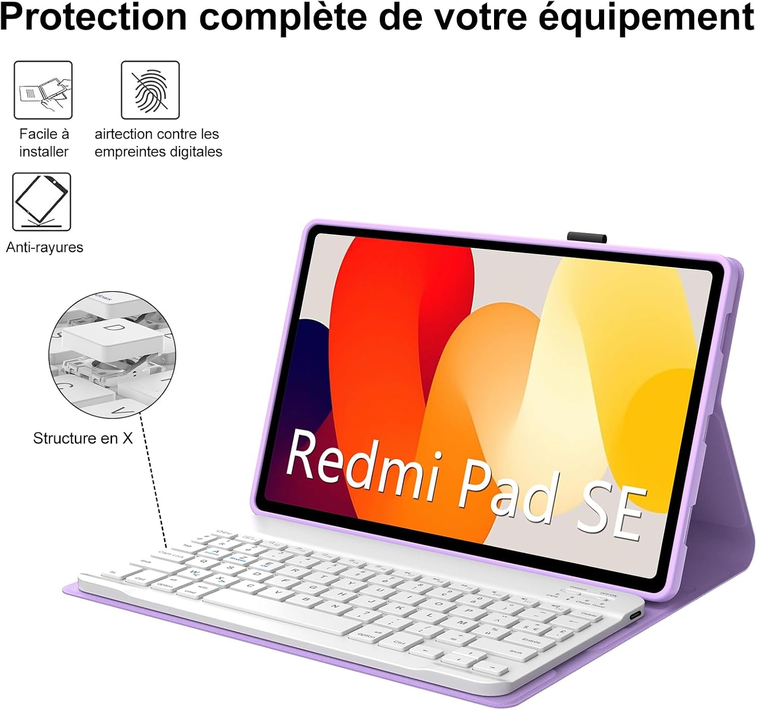AZERTY Toetsenbordhoes voor Xiaomi Redmi Pad SE 11 inch - Lichtpaars (51% Korting)