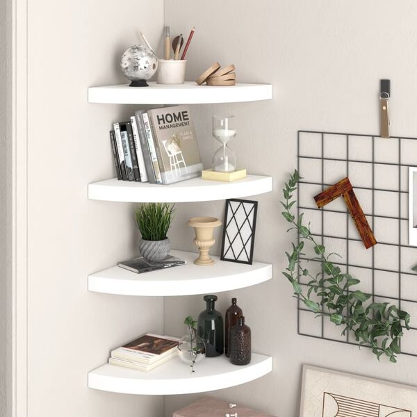Zwevende Hoekplanken MDF Wit (4 stuks) - 69% Korting