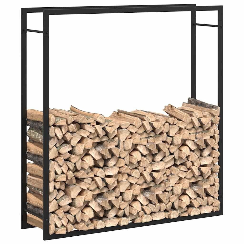 vidaXL Haardhoutrek Staal Matzwart 110x28x116cm - 65% Korting