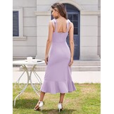 Dames Maxi Jurk met Split, Ruches & Spaghettibandjes - 54% Korting