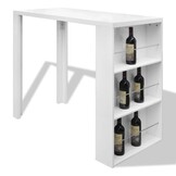 Hoge Bartafel met Wijnrek - Hoogglans Wit MDF - 58% Korting