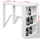 Hoge Bartafel met Wijnrek - Hoogglans Wit MDF - 58% Korting
