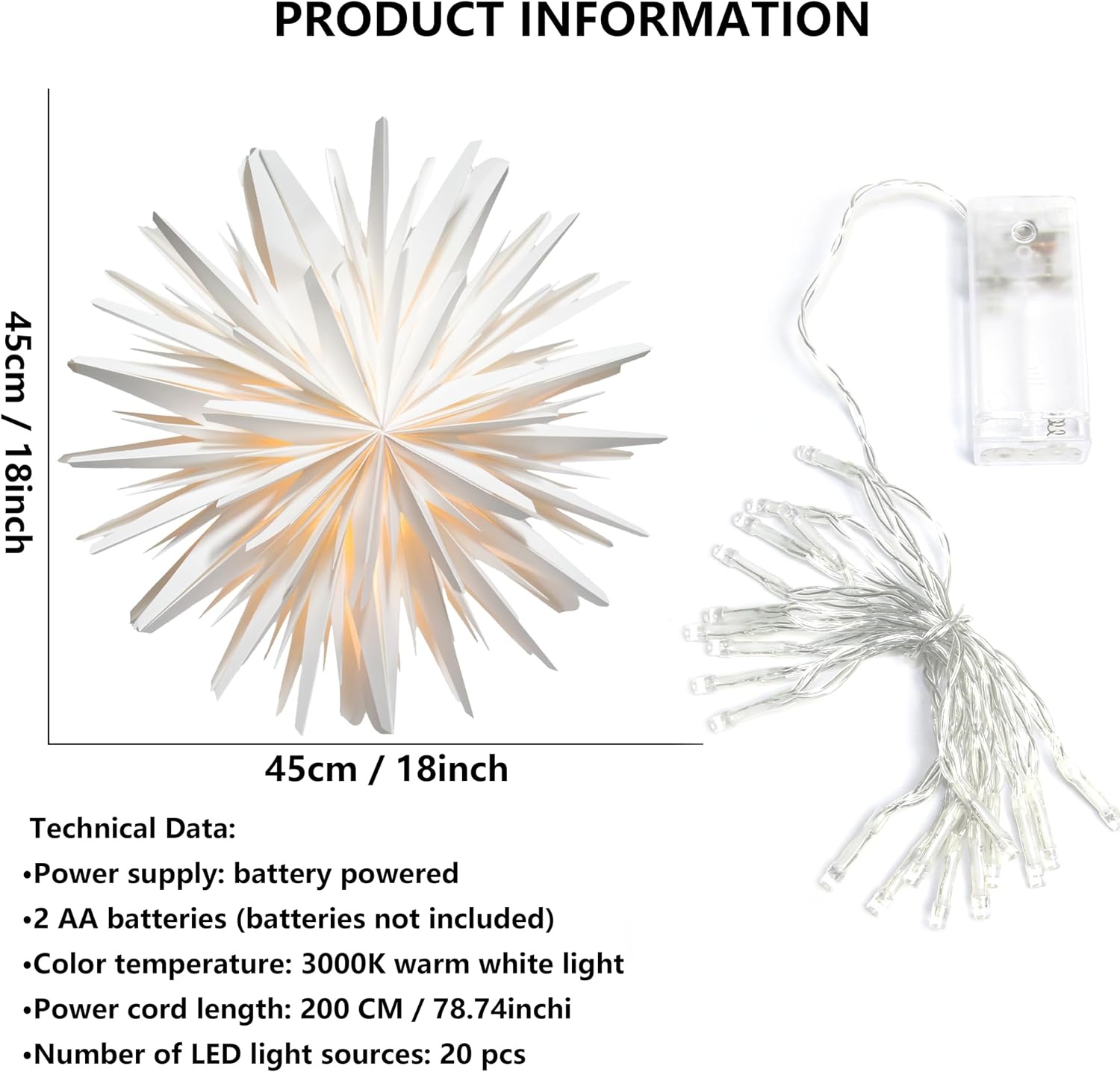 Verlichte Kerstster LED Wit 45 cm - 41% Korting