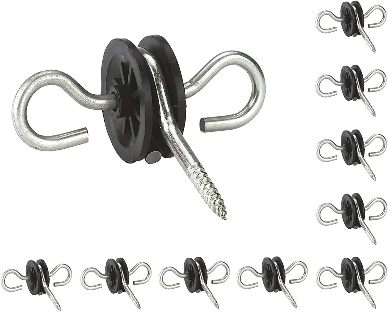 Deur isolatoren 10 stuks, verzinkt staal, zwart, dubbele haken, 67% korting