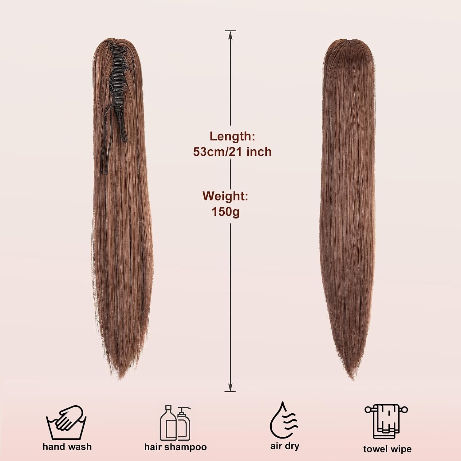 Paardenstaartverlenging 50cm Donker Kastanjebruin Golvend Synthetisch - 60% Korting