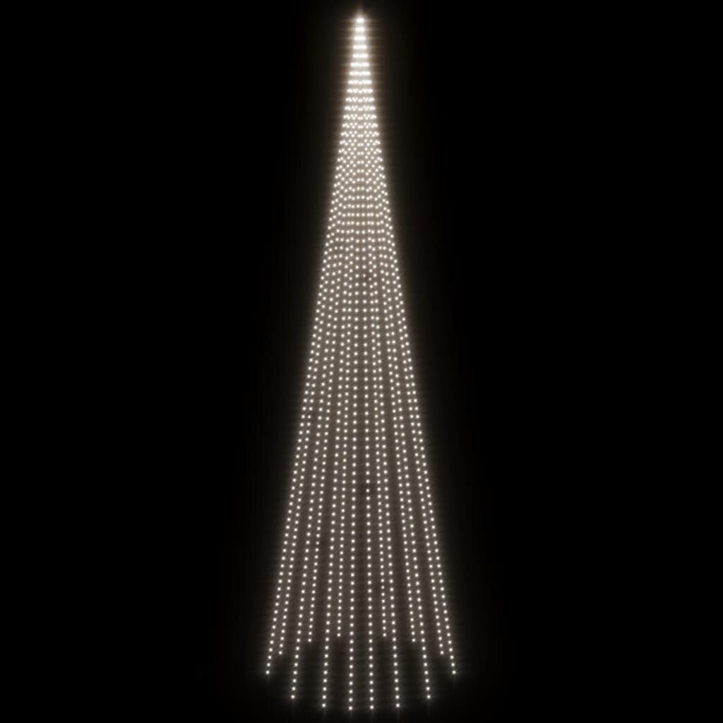 VidaXL Vlaggenmast Kerstboom, 800 cm, 1134 LED's Koudwit - 78% Korting