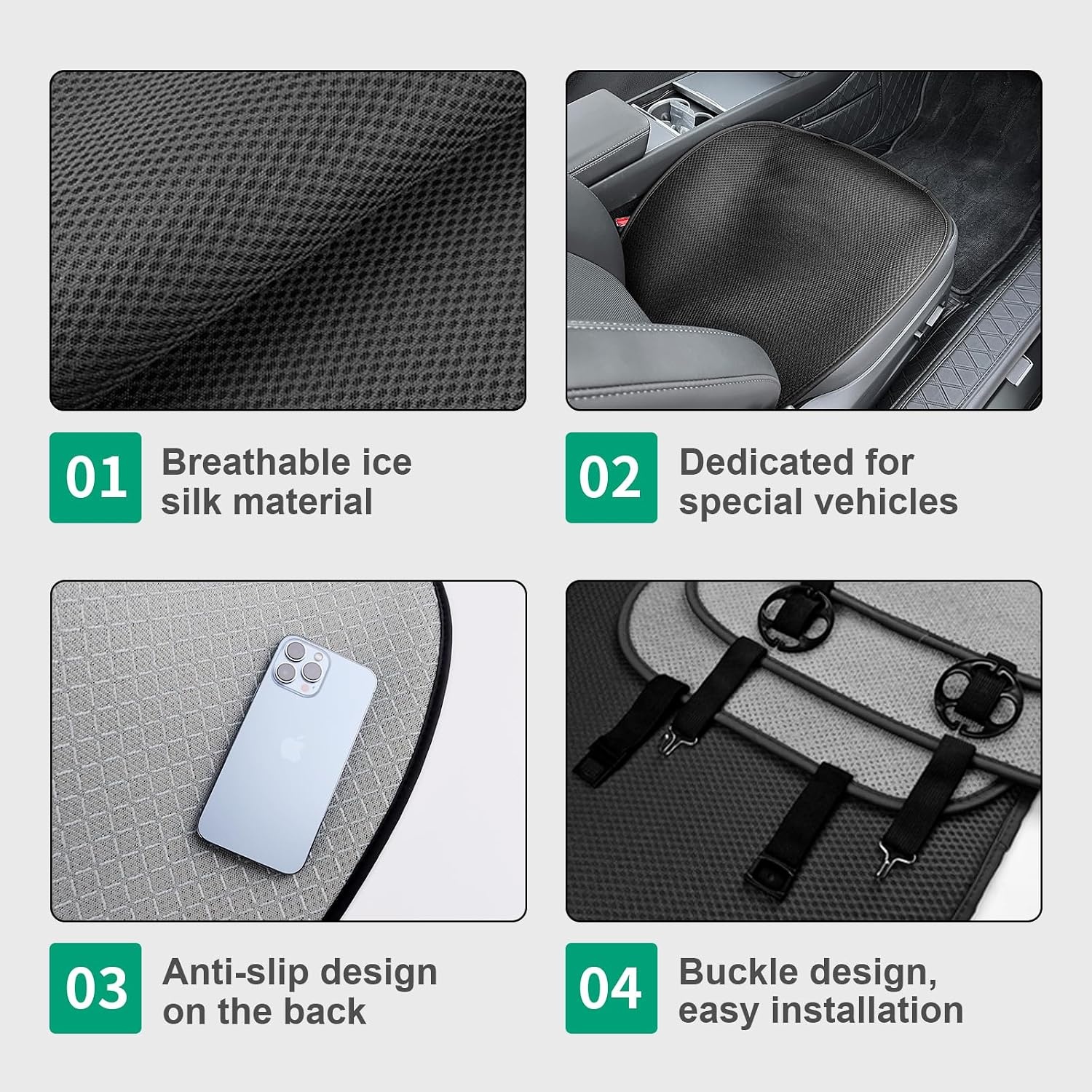 Zitkussen Zwart Zijde Antislip Ademend voor Tesla Model 3 2024 - 52% Korting