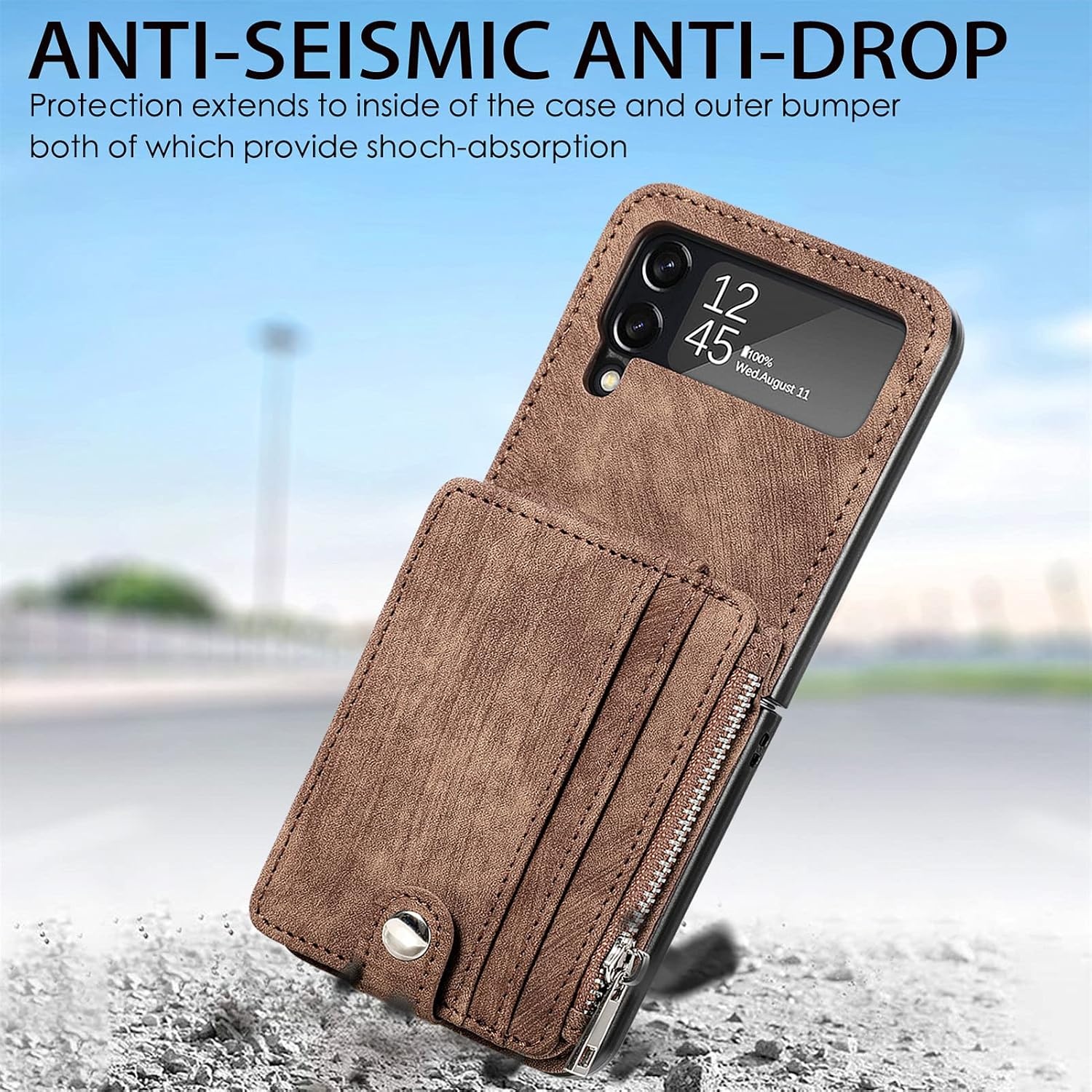 Portemonnee Hoesje Samsung Z Flip 4 5G (2022) Bruin Leer - 53% Korting