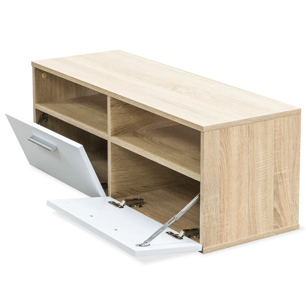 Tv-meubel Eiken & Wit 95x35x36 cm - 73% Korting
