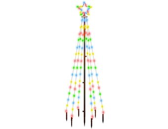 VidaXL Kerstboom met grondpin, 108 LED's, 180cm, Meerkleurig - 60% Korting