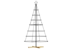 Zwarte Kerst Cone Boom 180cm met Houten Standaard - 51% Korting