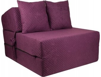 Luxe logeermatras - violet - camping matras - reismatras - opvouwbaar matras - 200 x 70 x 15 - met kussens