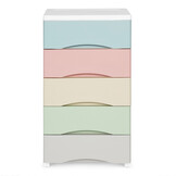 Ladekast op wielen met 5 lades - 75x27x39 cm - Wit/Multicolor