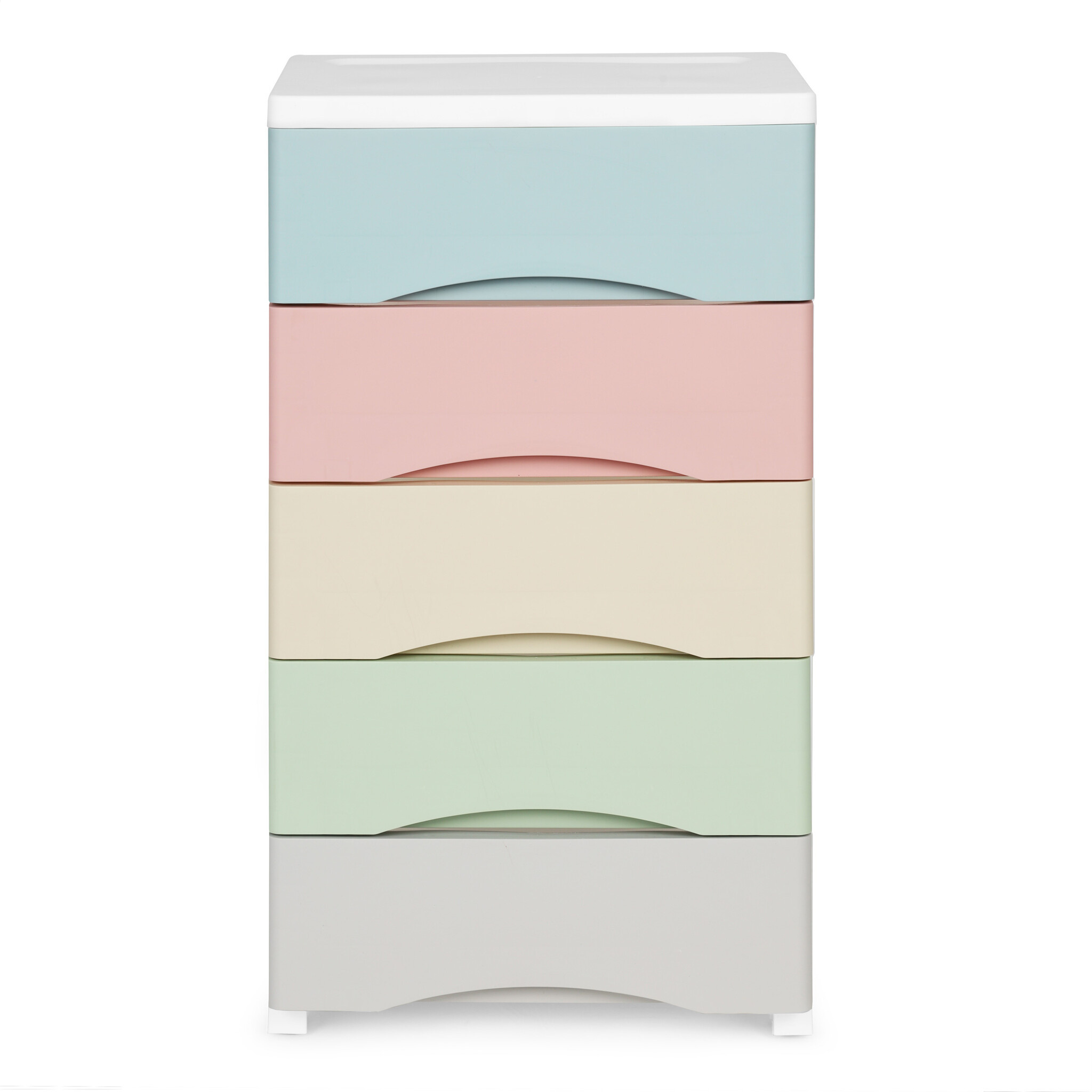 Ladekast op wielen met 5 lades - 75x27x39 cm - Wit/Multicolor