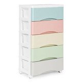 Ladekast op wielen met 5 lades - 75x27x39 cm - Wit/Multicolor