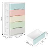 Ladekast op wielen met 5 lades - 75x27x39 cm - Wit/Multicolor