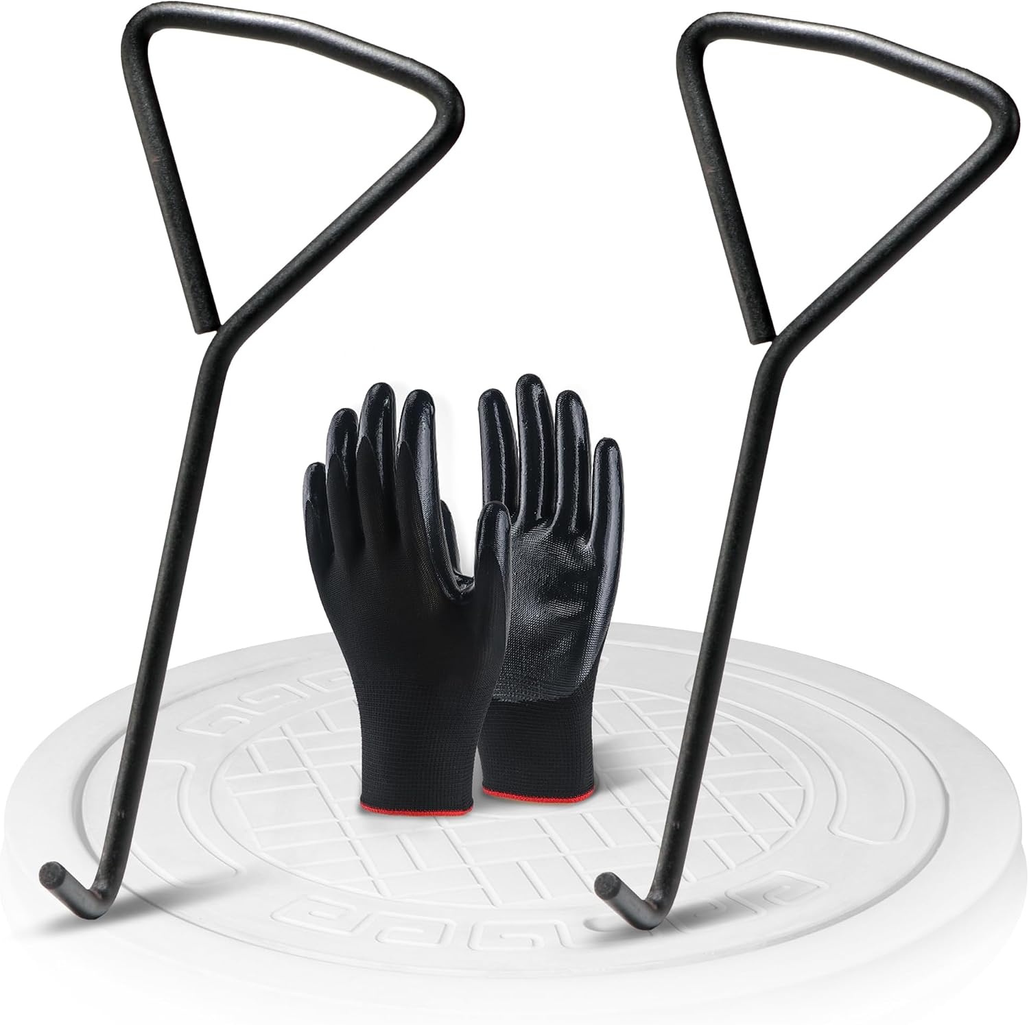 Kanaaldekselhaak Set van 2 - Zwart Koolstofstaal 29cm - 60% Korting