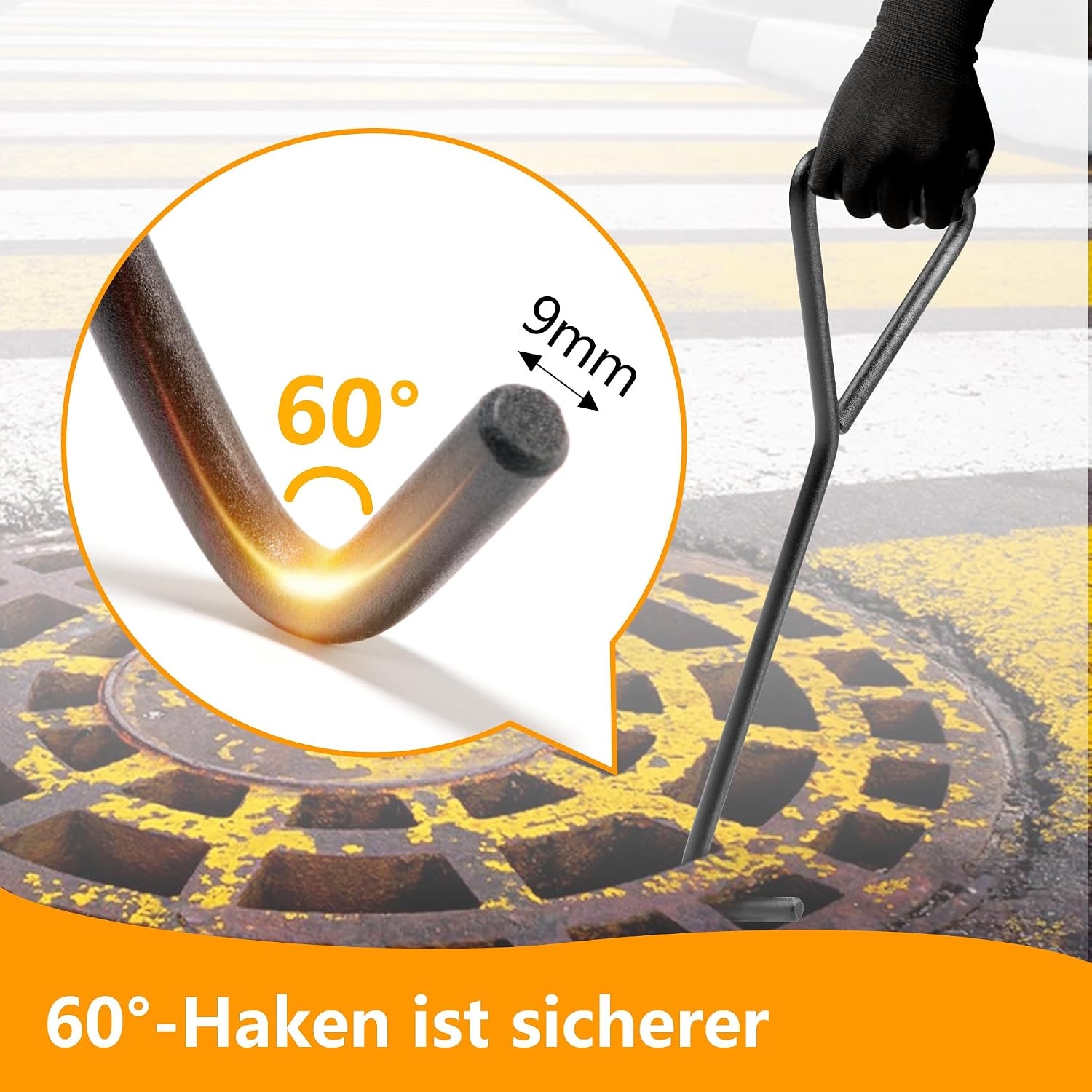 Kanaaldekselhaak Set van 2 - Zwart Koolstofstaal 29cm - 60% Korting