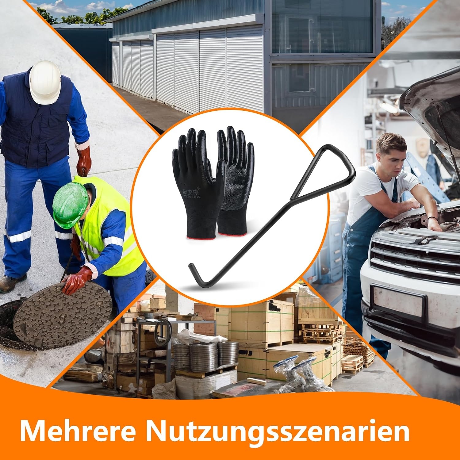 Kanaaldekselhaak Set van 2 - Zwart Koolstofstaal 29cm - 60% Korting