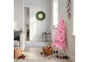 Roze Halve Kunstkerstboom 120 cm - 44% Korting!