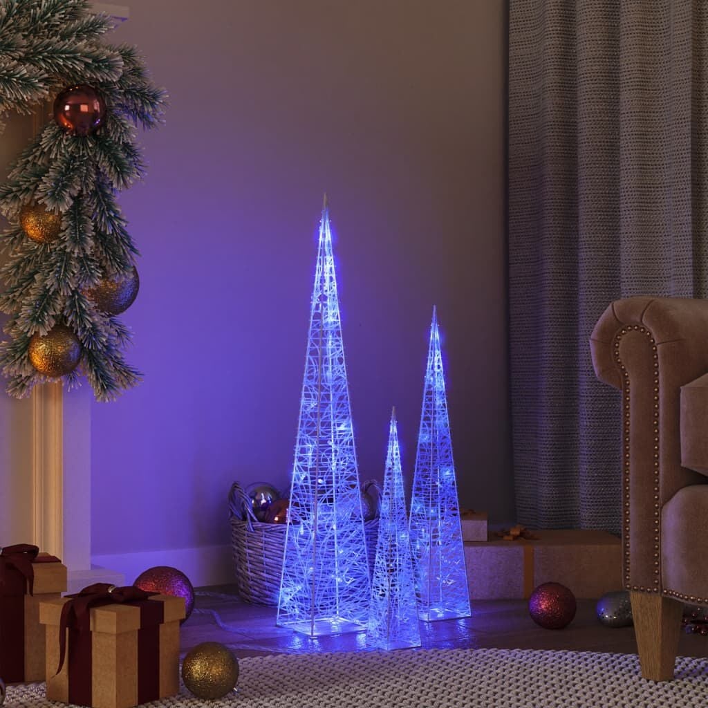 3x LED Lichtkegels Set Blauw Acryl 30/45/60 cm - 64% Korting