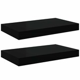 vidaXL Zwevende Wandschappen MDF Zwart (Set van 2) - 64% Korting!