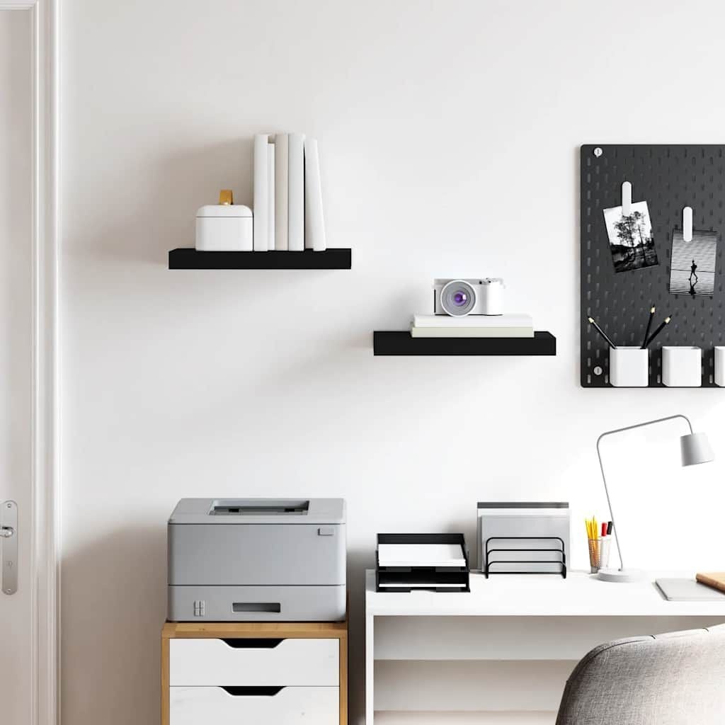 vidaXL Zwevende Wandschappen MDF Zwart (Set van 2) - 64% Korting!