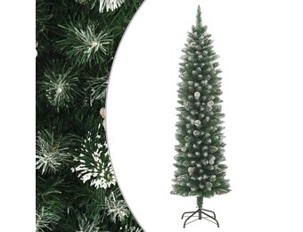 Smalle Kunstkerstboom 150 cm met Dennenappels & Sneeuw - 45% Korting