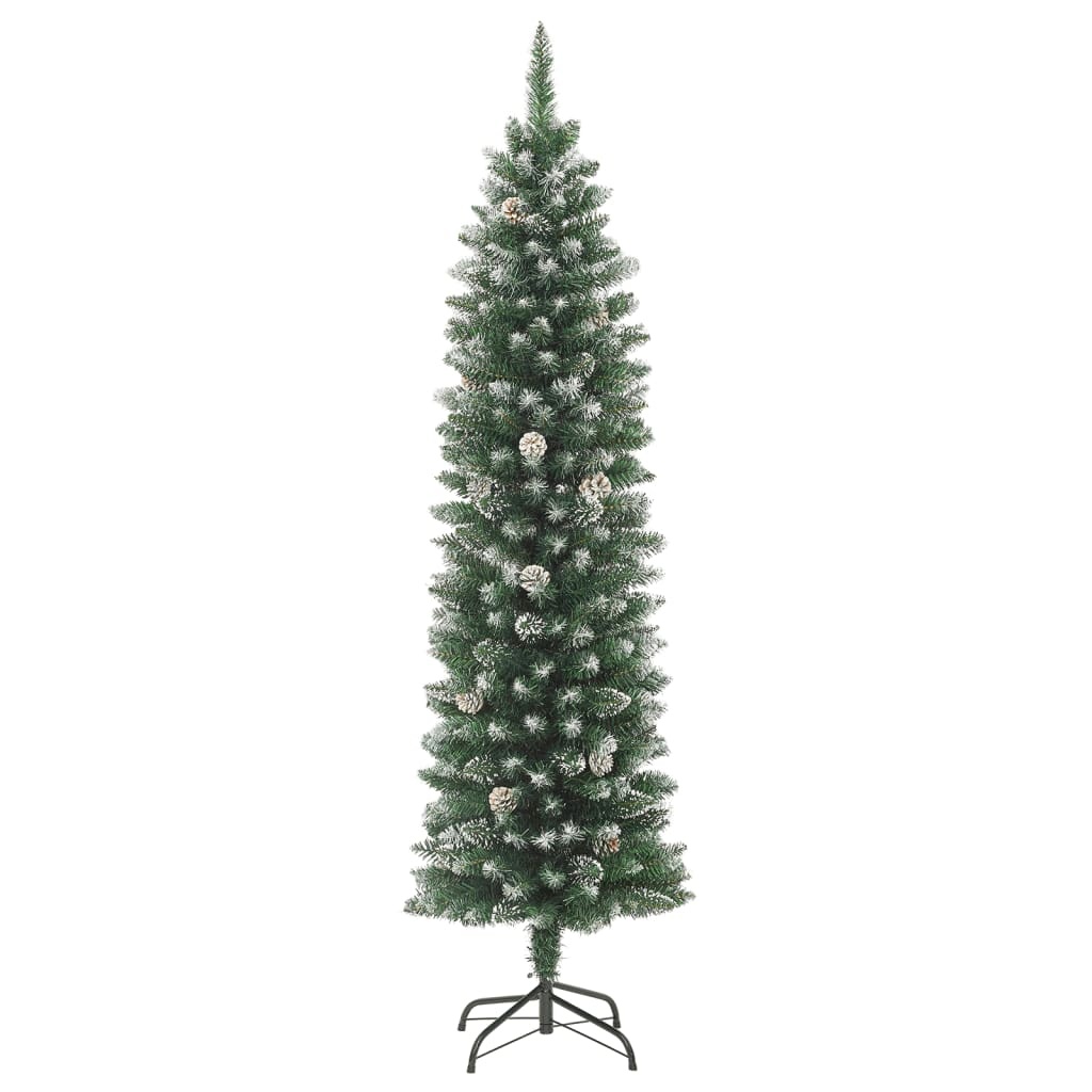 Smalle Kunstkerstboom 150 cm met Dennenappels & Sneeuw - 45% Korting