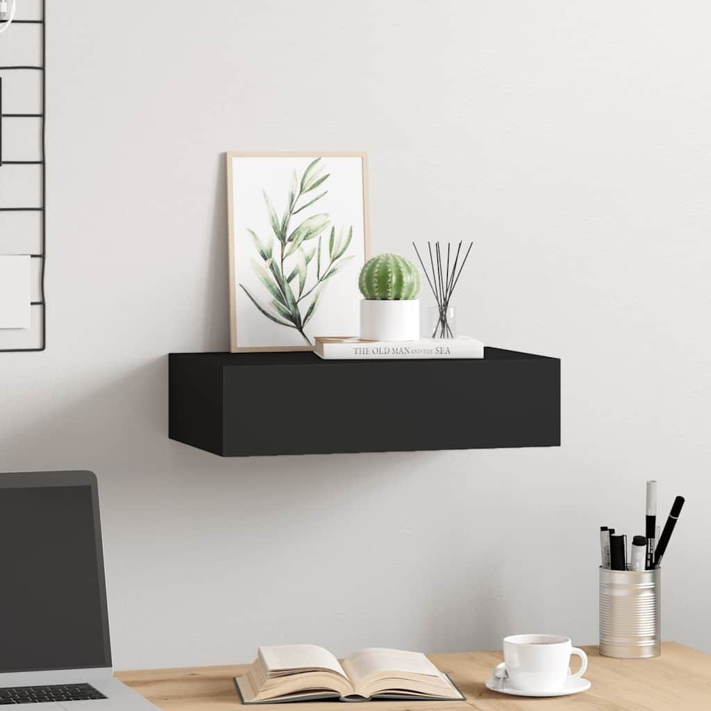 VidaXL Wandschap met Lade Zwart MDF - 30% Korting!