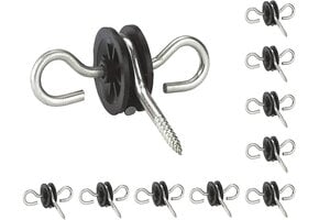 10x Deurgrip Isolatoren voor Elektrisch Hek (Zwart, Verzinkt Staal)